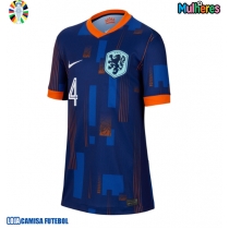 Camisa de Futebol Holanda Virgil van Dijk #4 Equipamento Secundário Mulheres Europeu 2024 Manga Curta